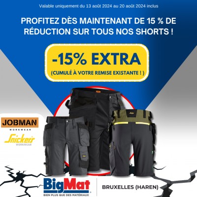 15% de réductions sur tous nos shorts